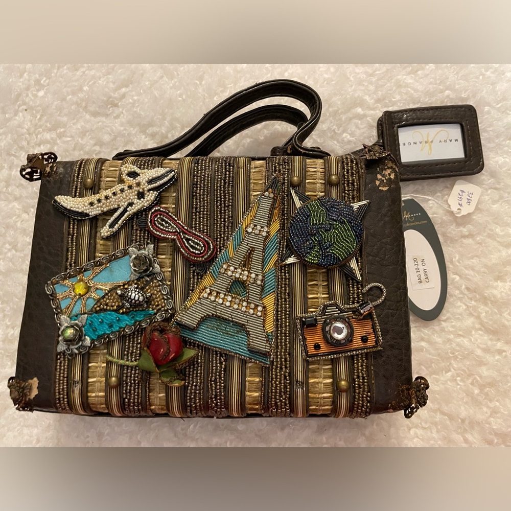Mary Frances Black and Gold Embellished Handbag